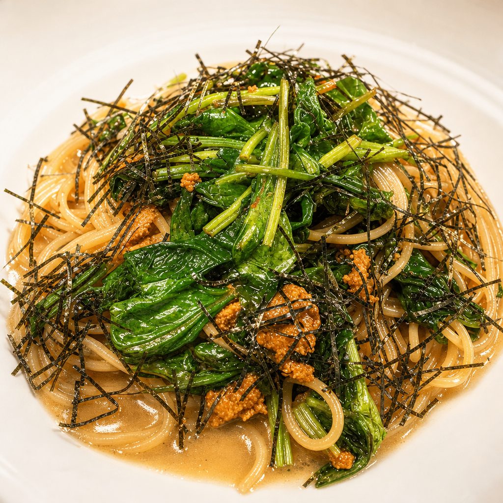 Sautéed Spinach & Sea Urchin.